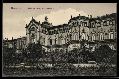 AK Hannover, Welfenschloss, Gartenseite