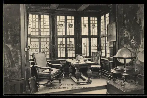 AK Hannover, Leibnizhaus, Leibnizzimmer, Innenansicht