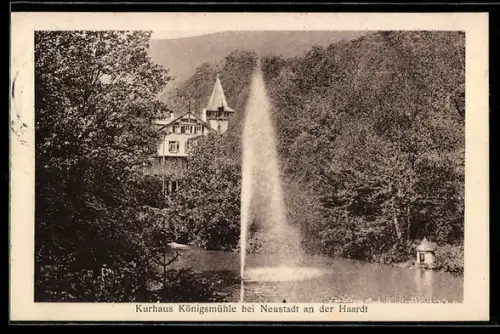 AK Neustadt an der Haardt, Kurhaus Königsmühle mit Fontäne