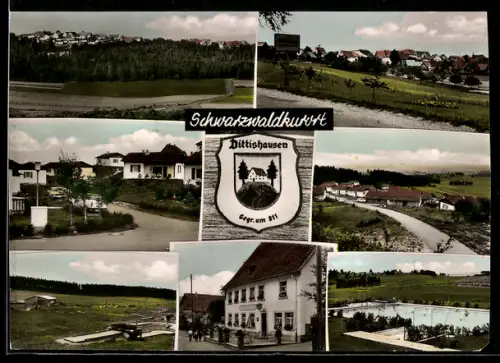 AK Dittishausen /Schwarzwald, Gasthaus, Schwimmbad, Ortspartie
