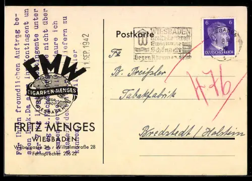 AK Wiesbaden, Zigarrenfabrik Fritz Menges