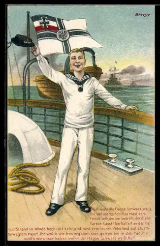AK Matrose auf dem Deck eines Kriegsschiffes