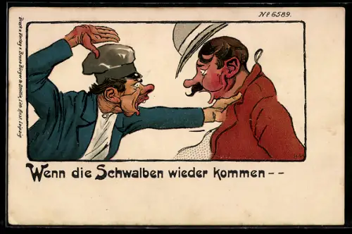 Künstler-AK Bruno Bürger & Ottillie Nr. 6589: Wenn die Schwalben wieder kommen.., Streit