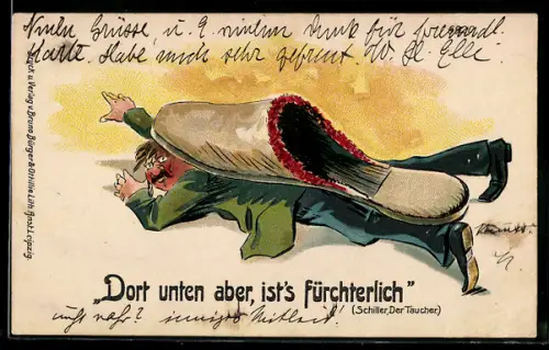 Künstler-AK Bruno Bürger & Ottillie Nr. 6920: Mann unter einem Pantoffel