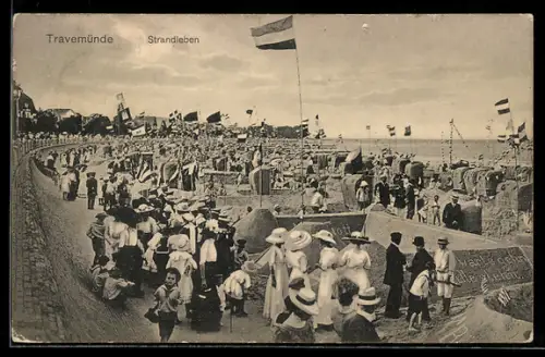 AK Travemünde, Strandleben, Sandburgen