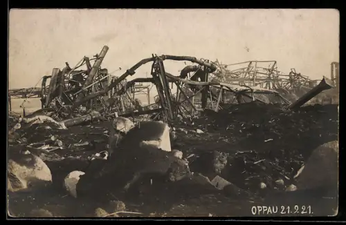 AK Oppau, Ortspartie nach Explosion 1921
