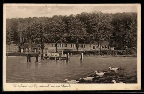 AK Berlin-Wannsee, Pfaueninsel an der Havel, Gasthaus zur Pfaueninsel