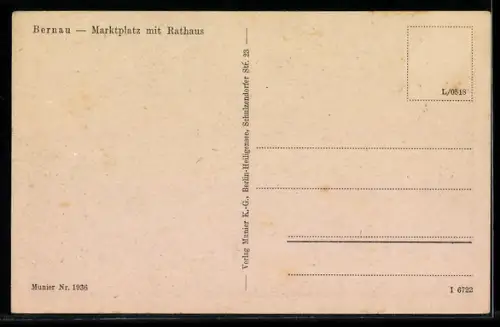 AK Bernau, Marktplatz mit Rathaus
