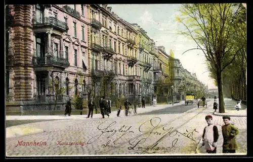 AK Mannheim, Kaiserring mit Passanten