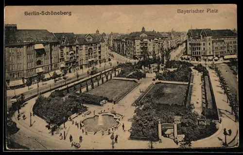 AK Berlin-Schöneberg, Bayerischer Platz mit Geschäften