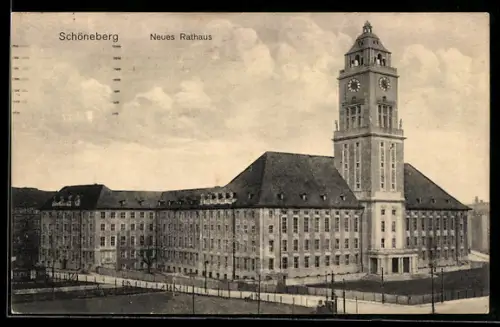 AK Berlin-Schöneberg, Partie am neuen Rathaus