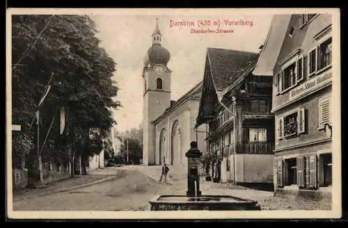 AK Dornbirn /Vorarlberg, Partie in der Oberdorfer-Strasse mit Kirche