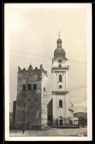 AK Sp. Bela, Kirche und alter Turm