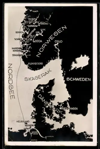 AK Norwegen, Skagerrak und Kattegat, Dampferverbindung Bremerhaven-Sognefjord