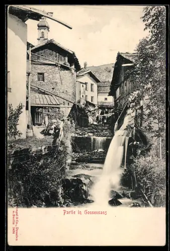 AK Gossensass, Flusspartie mit Wohnhäusern