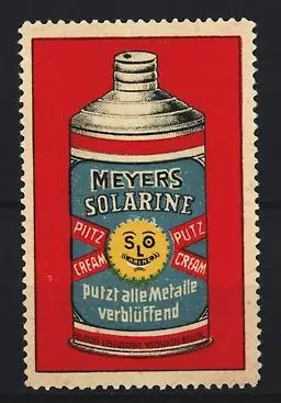 Reklamemarke Meyers Solarine, Putzcreme-Dose