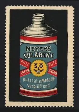 Reklamemarke Berlin, Meyers Solarine, Putzcreme-Dose