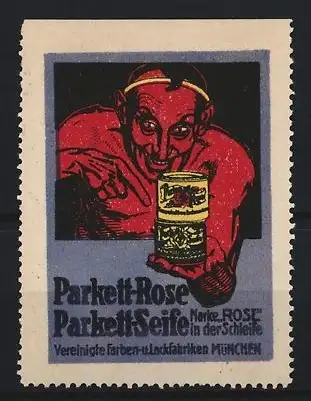 Reklamemarke München, Parkett-Seife Marke Rose, Teufelsfigur