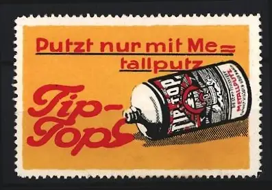 Reklamemarke Tip-Top Metallputz, Reinigungsdose