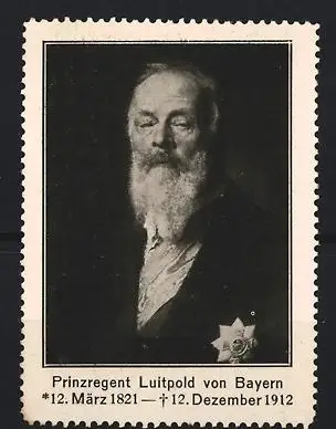 Reklamemarke Bayern, Prinzregent Luitpold von Bayern, Porträt