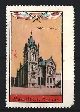 Reklamemarke Hamilton, Public Library, Bibliotheksgebäude