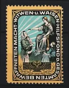 Reklamemarke Witwen und Waisen Hilfsfond, Frau mit Kindern