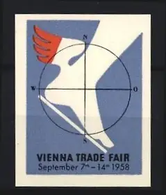 Reklamemarke Wien, Vienna Trade Fair 1958, geflügelter Fuss