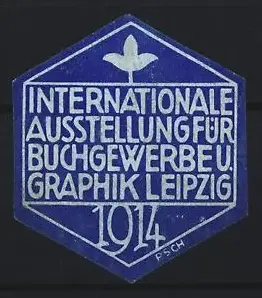 Reklamemarke Leipzig, Internationale Ausstellung für Buchgewerbe und Graphik 1914, stilisierte Blume