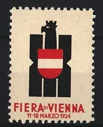 Reklamemarke Wien, Fiera di Vienna 1934, Adler mit Wappen