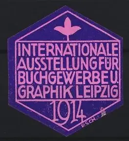 Reklamemarke Leipzig, Internationale Ausstellung für Buchgewerbe und Graphik 1914, stilisierte Blume