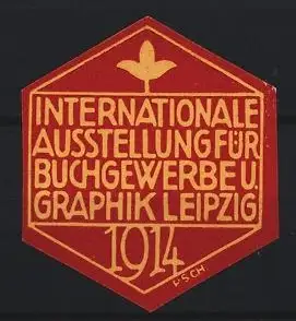 Reklamemarke Leipzig, Internationale Ausstellung für Buchgewerbe und Graphik 1914, Blüte-Symbol