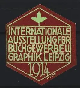 Reklamemarke Leipzig, Internationale Ausstellung für Buchgewerbe und Graphik 1914, stilisierte Pflanze
