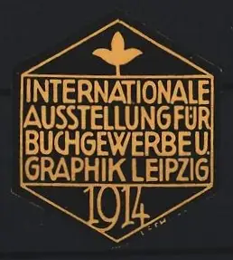 Reklamemarke Leipzig, Internationale Ausstellung für Buchgewerbe u. Graphik 1914, Blume