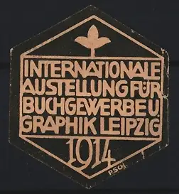 Reklamemarke Leipzig, Internationale Ausstellung für Buchgewerbe u. Graphik 1914, Blätter-Symbol