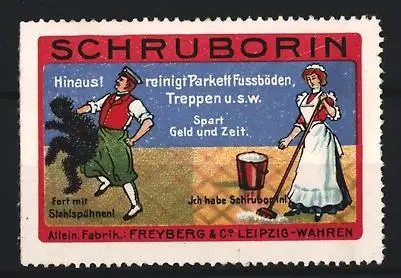 Reklamemarke Leipzig, Freyberg & Co., Schruborin-Parkettreinigung