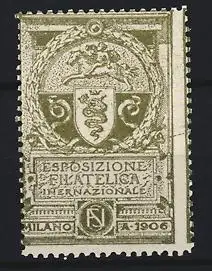 Reklamemarke Milano, Esposizione Filatelica Internazionale 1906, Wappen mit Kranz