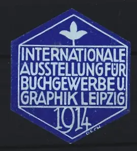 Reklamemarke Leipzig, Internationale Ausstellung für Buchgewerbe u. Graphik 1914, Blume