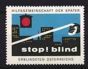 Reklamemarke Österreich, Hilfsgemeinschaft der Späterblindeten, rote Ampel