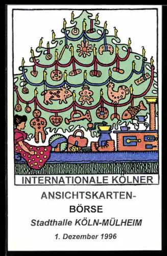 AK Köln-Mülheim, Internationale Kölner Ansichtskartenbörse 1996 in der Stadthalle, Weihnachtsbaum