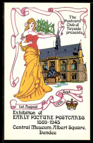 AK Dundee, Exhibition of early Picture Postcards 1869-1945, Central Museum, Albert Square, Ansichtskartenbörse