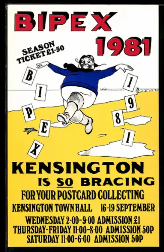 AK Kensington, Bipex 1981, Postcard Collecting, Kensington Town Hall, Ansichtskartenbörse