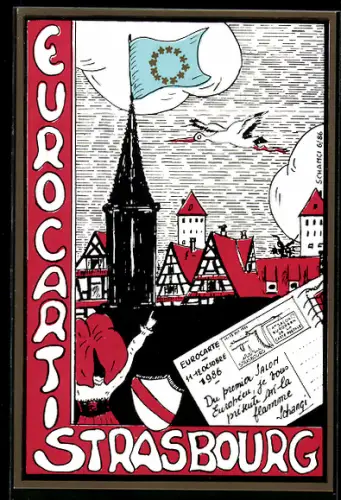 AK Strasbourg, Eurocarte, 1er Salon Européen 1986, Ansichtskartenbörse