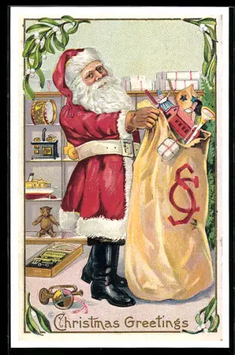 AK Köln, Ansichtskartenbörse 2003 im Kölner Gürzenich, Weihnachtsmann mit Geschenkesack