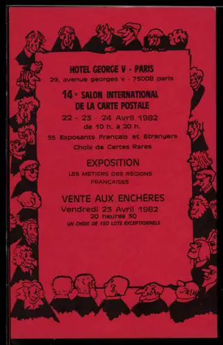 AK Paris, 14e Salon International de la Carte Postale 1982, Hotel George V, Ansichtskartenbörse