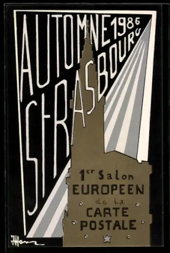 AK Strasbourg, 1er Salon Européen de la Carte Postale 1986, Ansichtskartenbörse