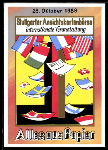 AK Stuttgart, Ansichtskartenbörse 1989, internationale Veranstaltung im Gustav-Siegle-Haus