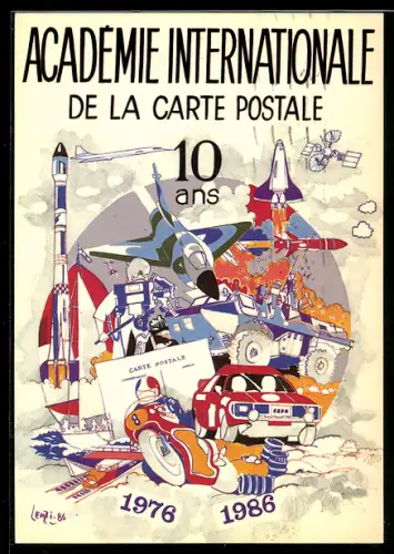 AK Paris, Academie Internationale de la Carle Postale, 10 ans 1976-1986, Ansichtskartenbörse