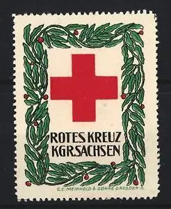 Reklamemarke Sachsen, Rotes Kreuz, rotes Kreuz und Lorbeerkranz