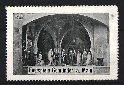 Reklamemarke Gemünden am Main, Festspiele Gemünden a. Main, Szene einer Theateraufführung