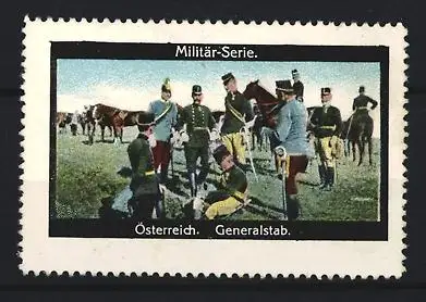 Reklamemarke Österreich, Militär-Serie, Generalstab mit Offizieren und Pferden